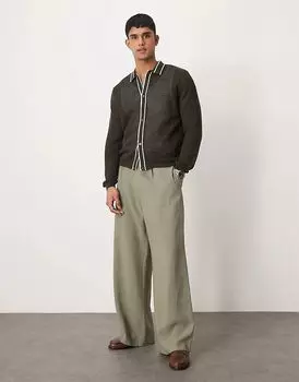 Свободные элегантные брюки с поясом оливкового цвета ASOS DESIGN