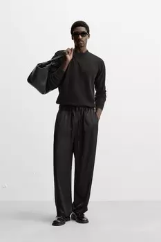 Свободные атласные брюки ZARA, черный