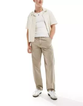 Свободные бежевые чиносы ASOS DESIGN
