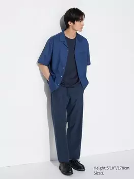 Свободные брюки airsense прозрачная ткань Uniqlo, синий