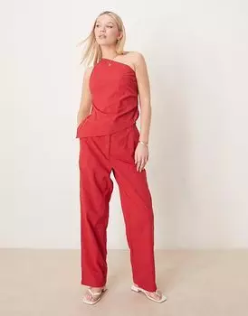 Свободные брюки ASOS DESIGN с цветочным принтом, красные