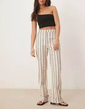 Свободные брюки ASOS DESIGN в полоску цвета экрю — часть комплекта