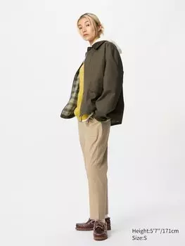 Свободные брюки длиной до щиколотки из хлопка Uniqlo, цвет 31 бежевый