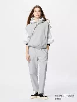 Свободные брюки длиной до щиколотки из хлопка в полоску Uniqlo, цвет 67 синий