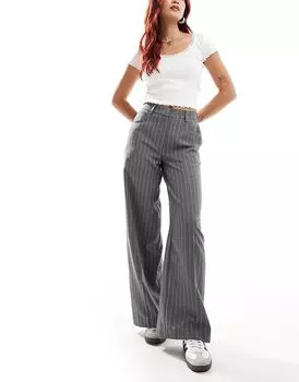 Свободные брюки для папы с 5 карманами в серую полоску ASOS DESIGN