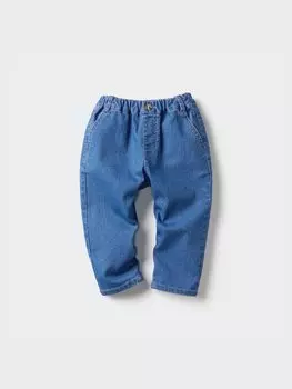 Свободные брюки из денима для малышей Uniqlo, цвет 65 синий