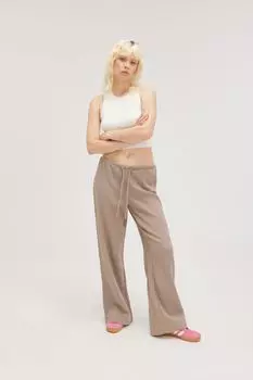 Свободные брюки из хлопка без застежки Monki, бежевый