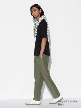 Свободные брюки из льняной смеси Uniqlo, зеленый