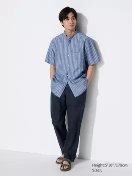 Свободные брюки из льняной смеси Uniqlo, синий