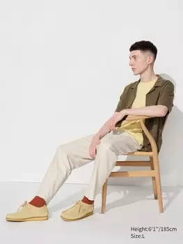Свободные брюки из льняной смеси Uniqlo, бежевый