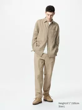 Свободные брюки из льняной смеси Uniqlo, цвет 32 бежевый
