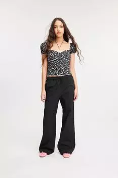 Свободные брюки из поплина Monki, черный