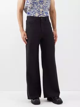 Свободные брюки из шерсти Marni, черный