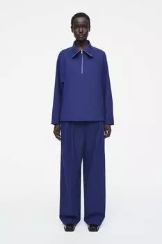 Свободные брюки из твила с широкими штанинами Cos, синий