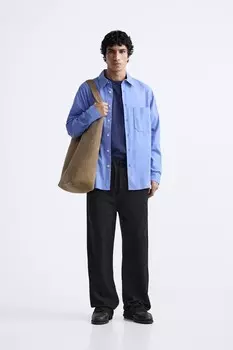 Свободные брюки из жаккардовой ткани ZARA, черный