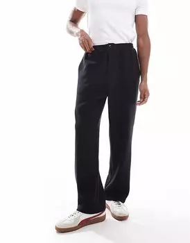 Свободные брюки Jack & Jones co-ord в рубчик черного цвета