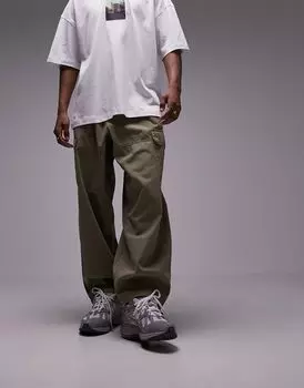 Свободные брюки карго цвета хаки Topman