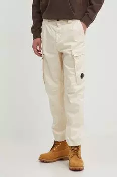 Свободные брюки-карго из эластичного сатина C.P. Company, бежевый