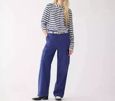 Свободные брюки-карго из плотного твила синего цвета J.Crew