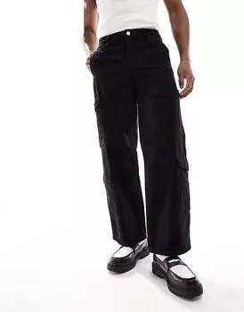 Свободные брюки-карго с несколькими карманами черного цвета Jack & Jones