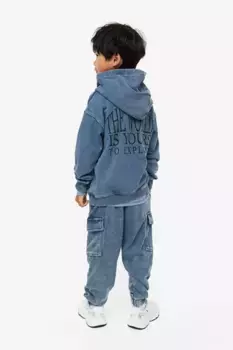 Свободные брюки-карго с застиранным эффектом H&M, синий