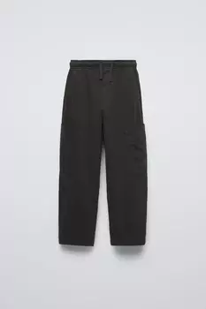 Свободные брюки карго ZARA, сине-серый