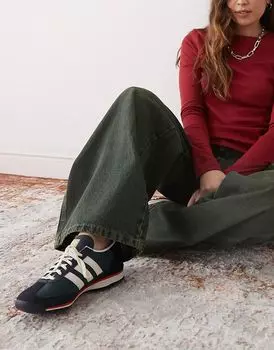 Свободные брюки-карпентер из денима зеленого тона светло-серого цвета Dickies