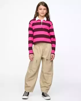 Свободные брюки с эластичной талией и карманами для девочек Gap, цвет Kaki