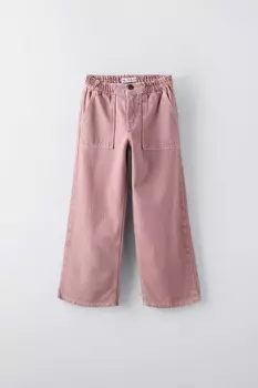Свободные брюки с карманами ZARA, розовый мергель