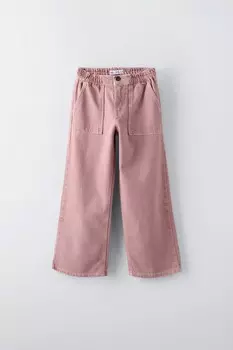 Свободные брюки с карманами ZARA, розовый мергель