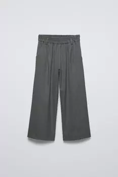 Свободные брюки с вышивками ZARA, серый