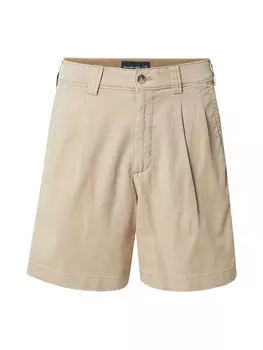 Свободные брюки со складками спереди Abercrombie & Fitch, светло-коричневый