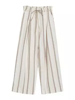 Свободные брюки со складками спереди Bershka, песок