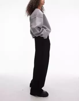 Свободные брюки со складками спереди черного цвета Mango