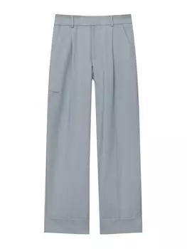 Свободные брюки со складками спереди Pull&Bear, дым синий