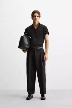 Свободные брюки со складками ZARA, черный