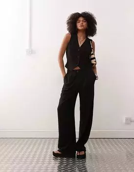 Свободные брюки свободного кроя из смеси льна Reclaimed Vintage черного цвета