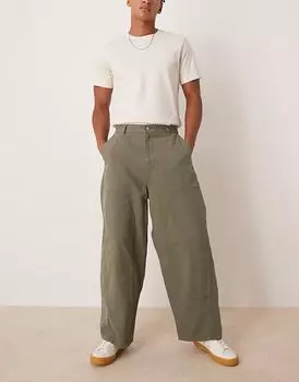 Свободные брюки свободного кроя с плотницкими деталями цвета хаки от ASOS DESIGN