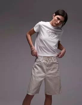 Свободные джинсовые шорты Carhartt WIP Brandon бежевого цвета
