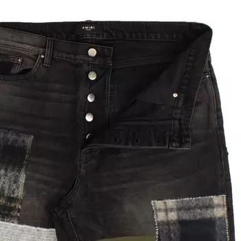 Свободные джинсы Amiri с нашивками из мохера — винтажный черный, черный