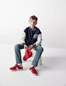 Свободные джинсы из чистого хлопка с боковыми карманами Marks & Spencer, синий