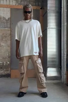 Свободные джинсы карго bootcut H&M, бежевый