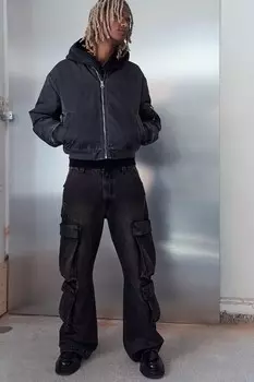 Свободные джинсы карго bootcut H&M, черный