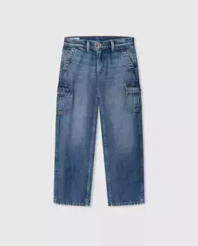 Свободные джинсы-карго для мальчиков из денима Pepe Jeans, синий