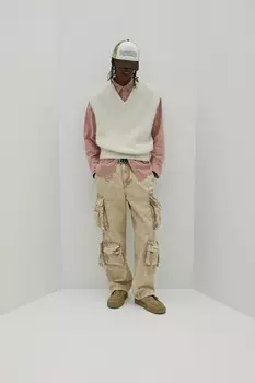 Свободные джинсы-карго H&M, бежевый