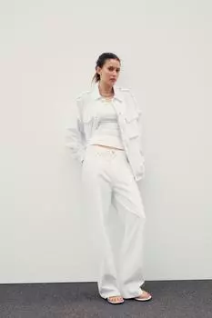 Свободные джинсы оверсайз с высокой талией ZARA, белый