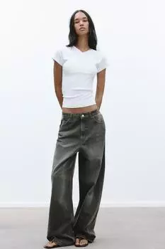 Свободные джинсы оверсайз со средней талией ZARA, цвет Taupe grey