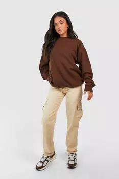 Свободные джинсы petite cargo Boohoo, серый