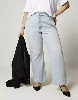 Свободные джинсы прямого кроя River Island светло-синего цвета