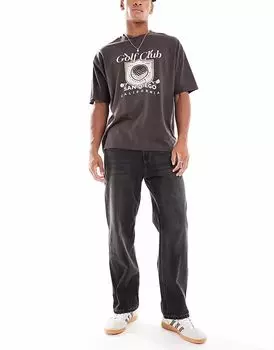 Свободные джинсы Pull&Bear черного цвета